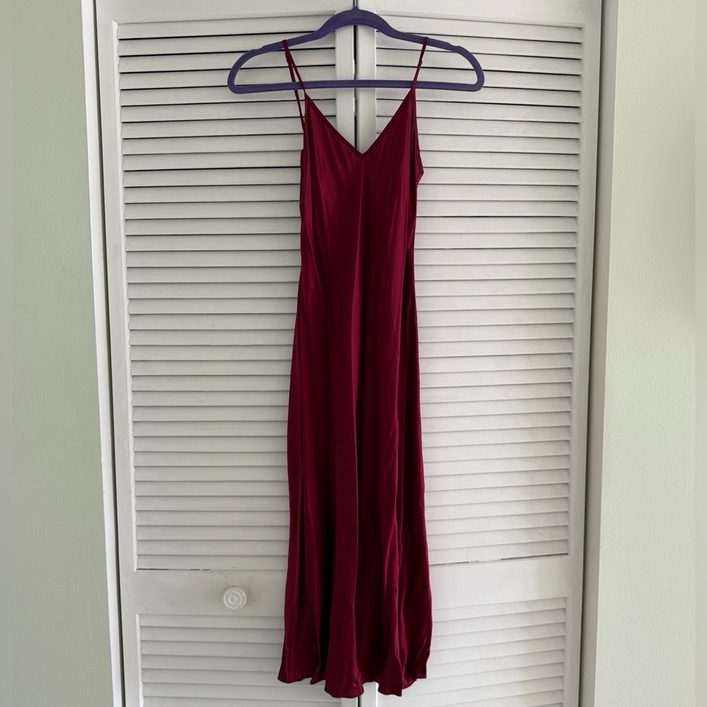 Quince 100% washable silk Burgundy Slip Mini Dress Sleeveless sz XS